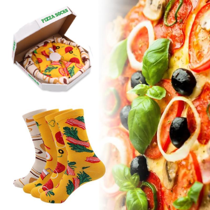 Lustige und farbenfrohe Pizza-Socken-Geschenkbox für Männer und Frauen mit kreativen Designs