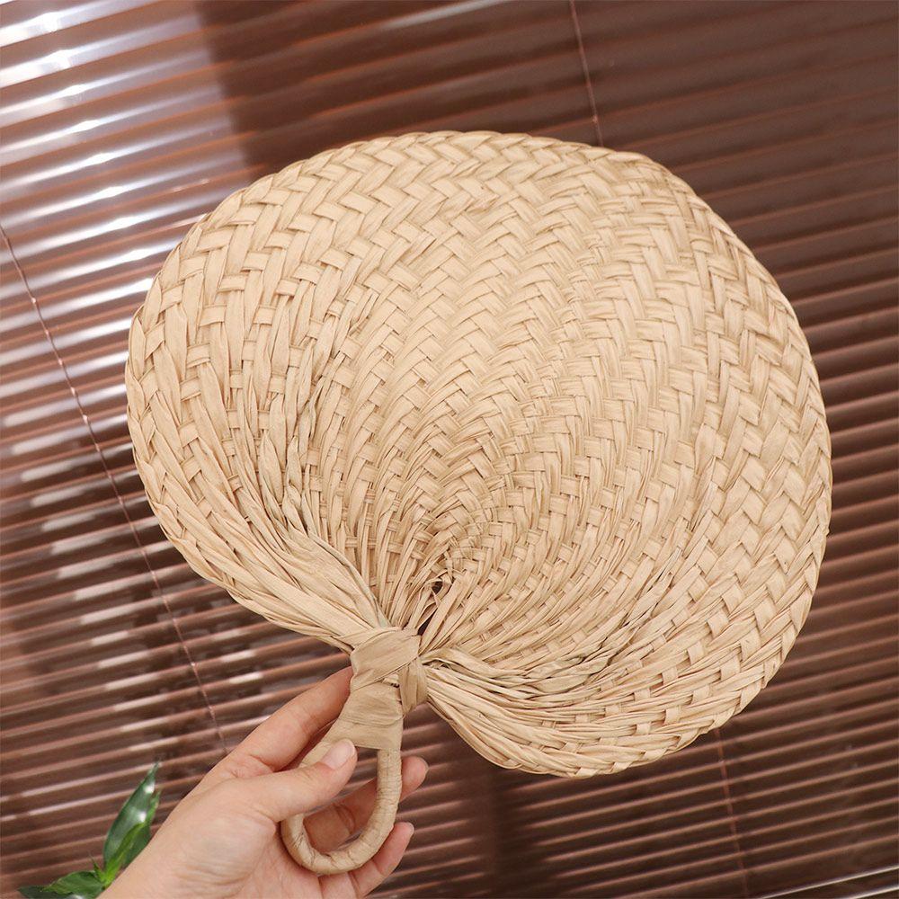 Home Decoration Palm-Leaf Fan Natural Straw Fan Vintage Rattan Fan Summer