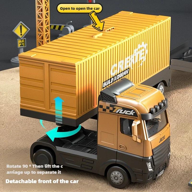 Non-Toxic Children'S Container Truck Alloy Engineering Excavator Crane Trucks Set Storage Toy Car Model Toys For Children Kids Birthday Gifts