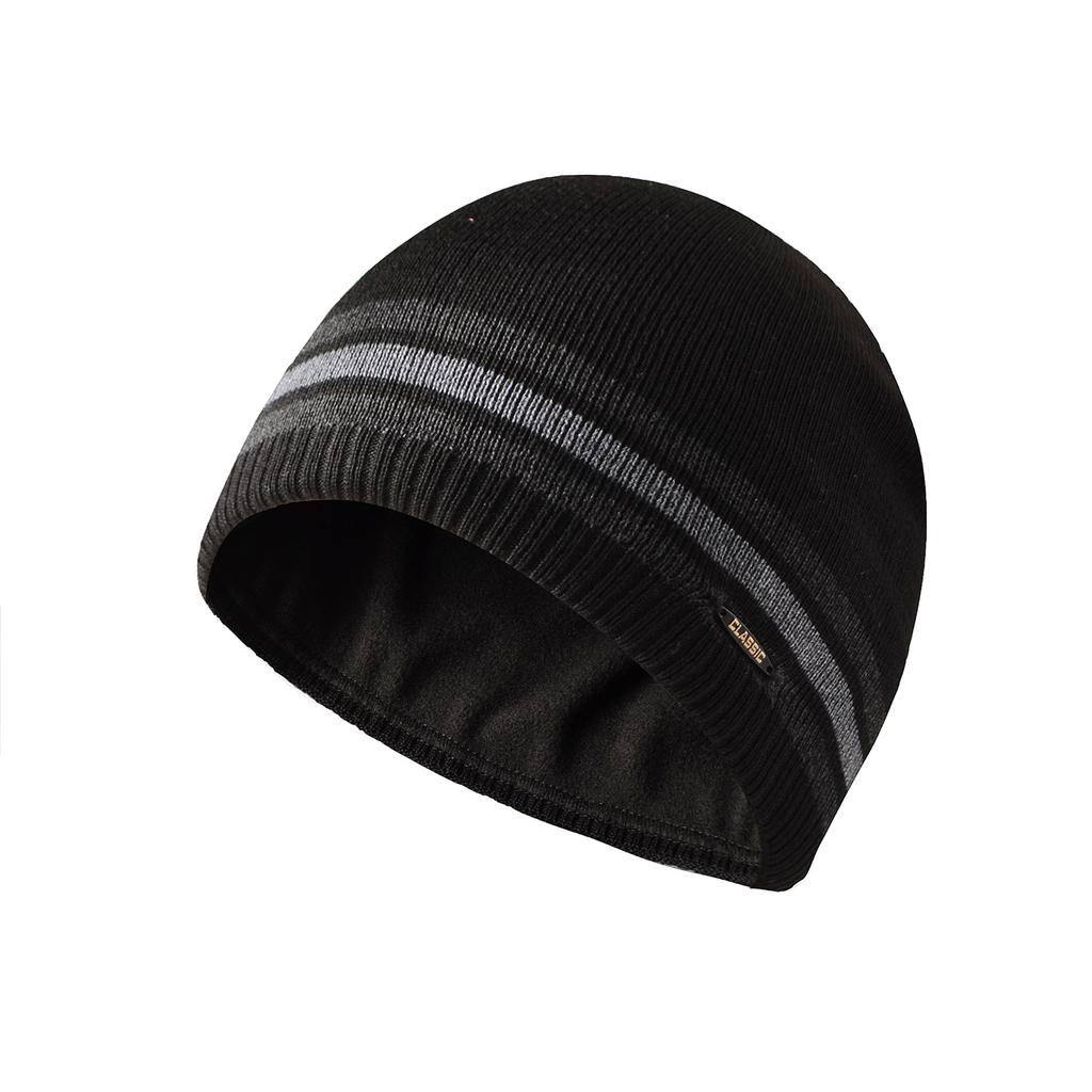 Men's fleece knitted cap with iron standard straight edge wool hat, brimless dome hat, pullover, ski cap
