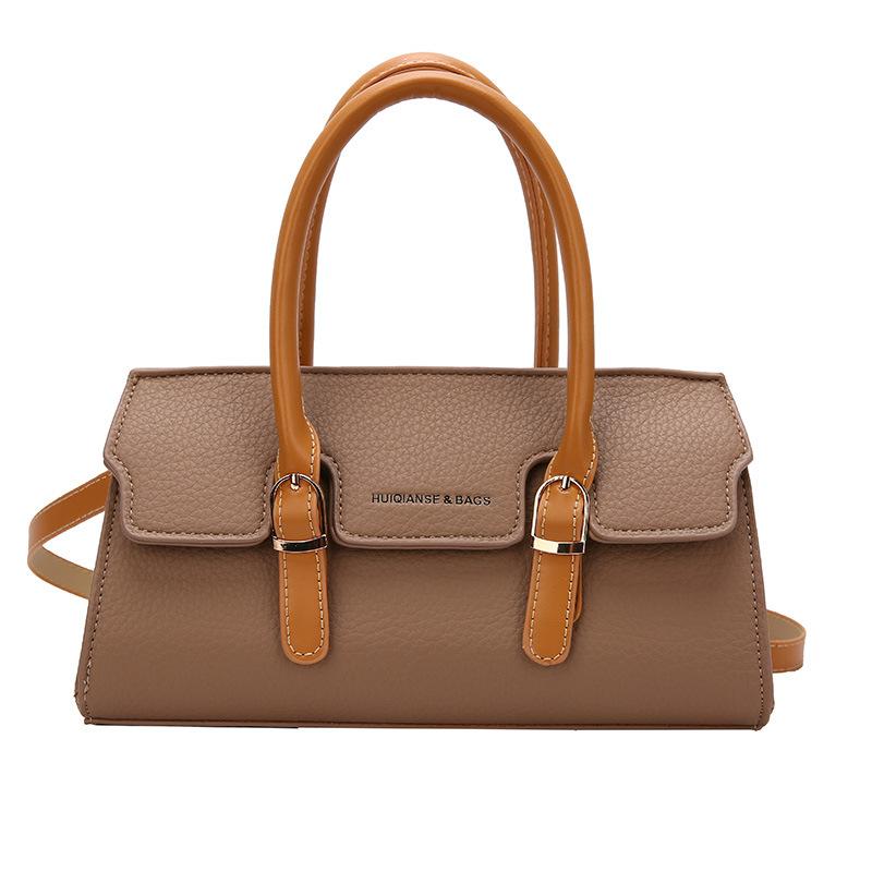 New Retro Contrasting Color Temperament Crossbody Bag Fashion Versatile Simple Casual Pu Leather Shoulder Bag Women'S Handbag