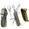7 In 1 Multifunctional Outdoor Tableware Stainless Steel Foldable Fork Spoon Knife Picnic Camping Hiking Travelling Dinnerware