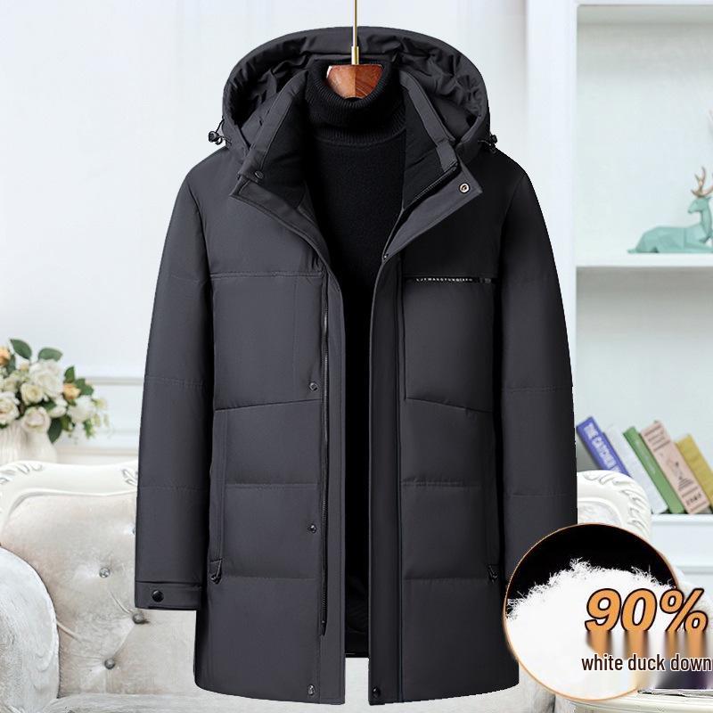Northeast-Style Mid-Length Winter Down Jacket for Middle-Aged and Elderly Men - Plus Size