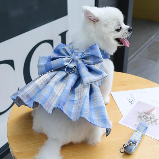 Yousheng Pet Harness Leash Plaid Pattern Adjustable Breathable Pet Cats Puppy Chest Strap Dress Traction Rope Kit for Pet Training
