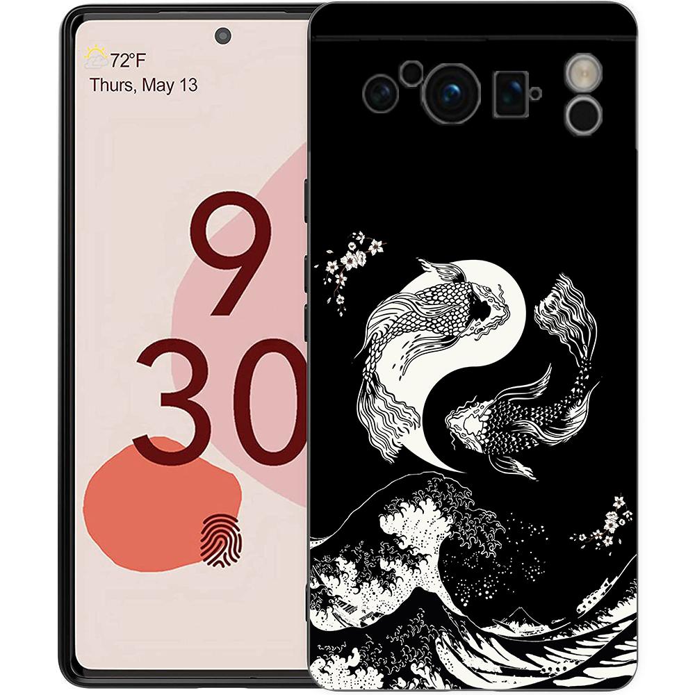 Golden Great Wave Kanagawa Surf Phone Case For Google Pixel 8 A 7 6 Pro Soft Shell For Pixel 6A Silicone Shockproof Black Cover