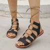 Fashion Women's Nude Lace-up Flat Sandals Summer  Fashionable Elegant Gladiator Shoes Open Toe Designer Women's Shoes Zapatos De Mujer