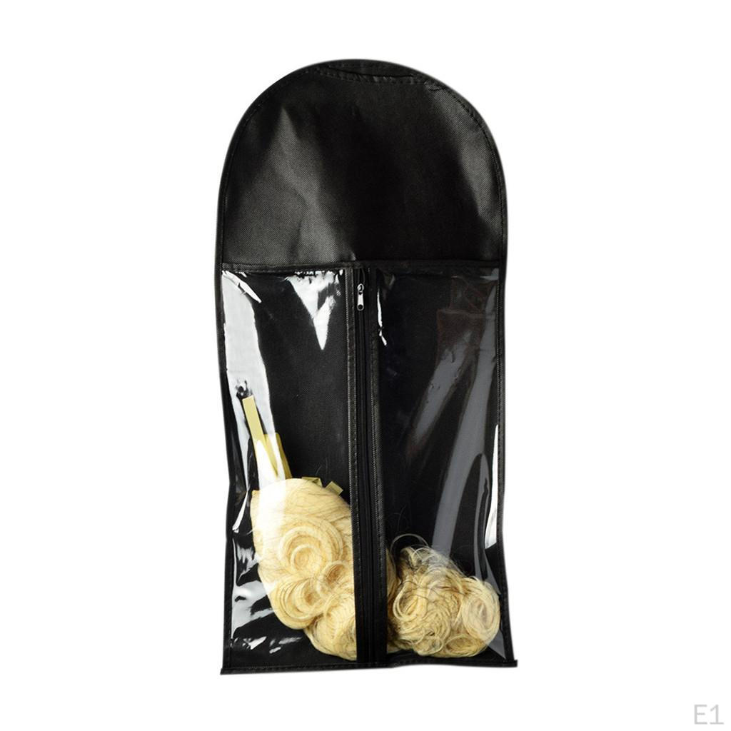 Dustproof Hair Extensions Wig Stand Storage Bag Holder Case Black