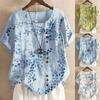 Ladies' Plus Size Floral Print Top Made From Soft Breathable Cotton Linen