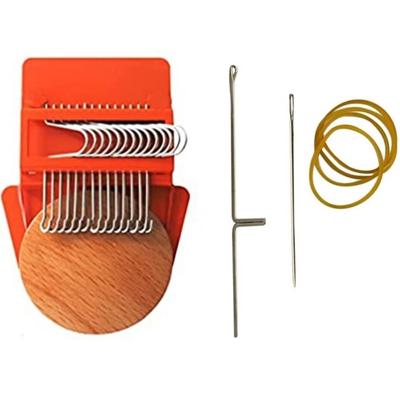 Personalized 14-Needle Knitting Machine Mini Small Weaving Loom Orange Gold Textile Tool DIY