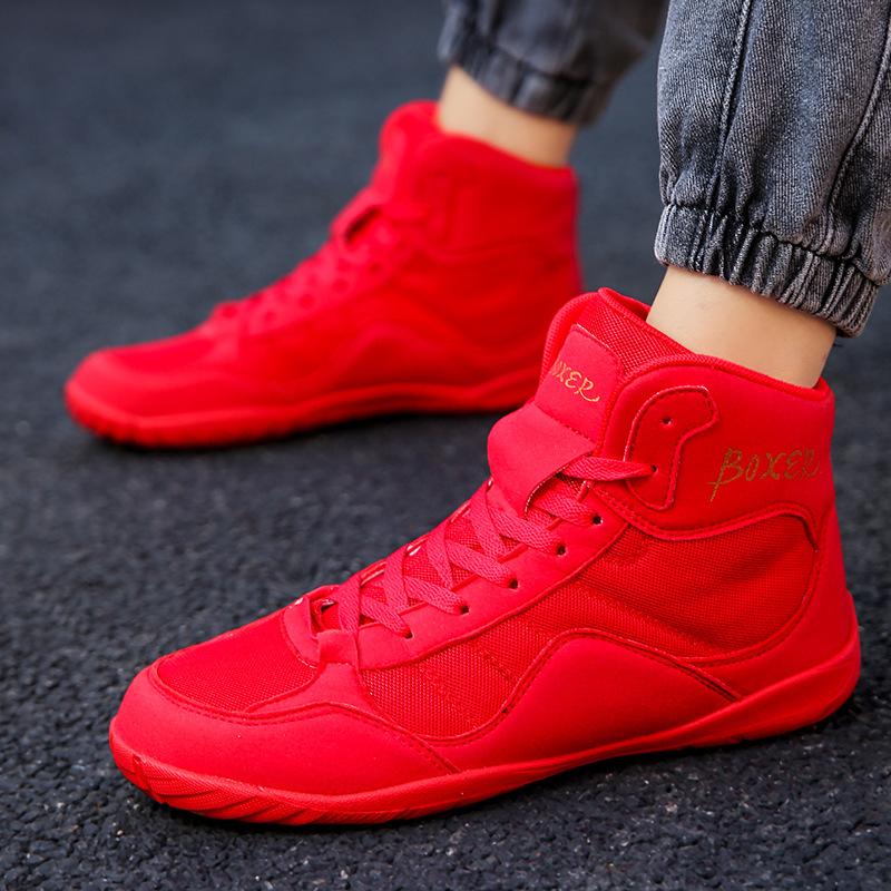 Wrestling Shoes Men's Squat Shoes Fighting Deadlift Leather Wear-resistant Non-slip Breathable Gym Special Training Shoes