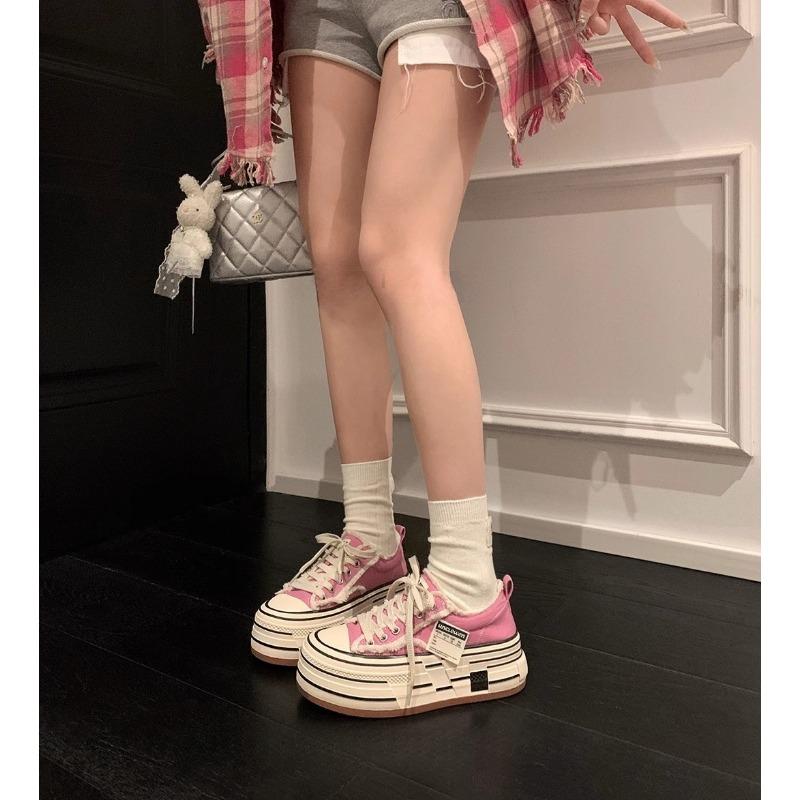 

Колледж выходного дня~ Борода нищего платформа для увеличения высоты повседневные парусиновые туфли полуботинки на платформе 40 розовый