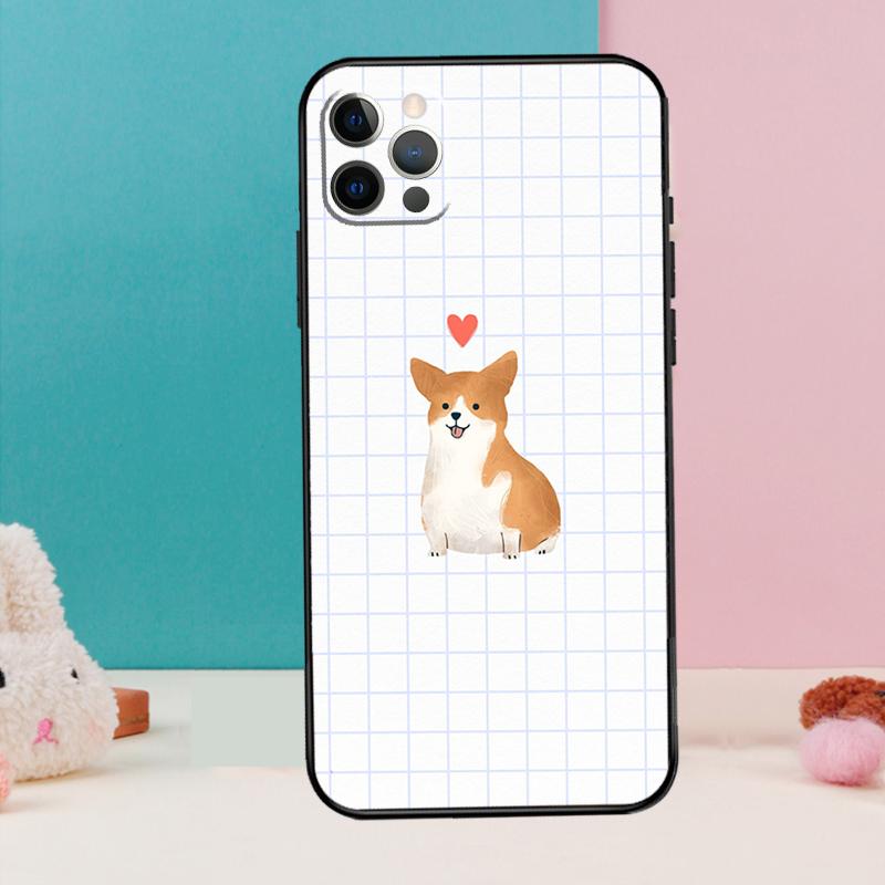 Cartoon Corgi Phone Case For iPhone 17 Air 16 15 14 13 12 11 Pro Max 12 13 Mini 15 16 Plus 16e Cover Coque