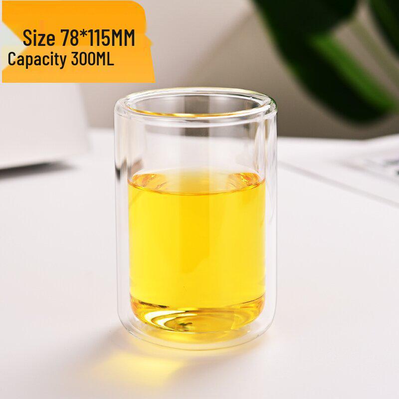 Double-Layer High Borosilicate Glass Tea Cup - Heat-Resistant, Wide Mouth, Straight Tube Design