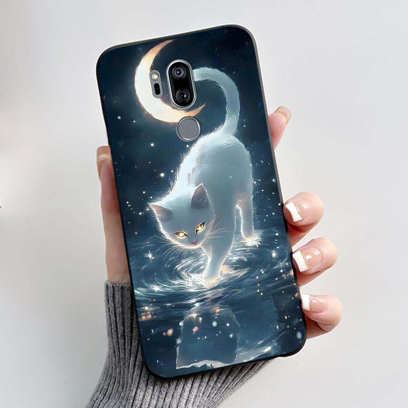 Cute Case For LG G7 thinQ Capa Coque Printing Shell Protective Cover For LG G7thinQ Fundas Soft Silicone Cartoon Black Casing