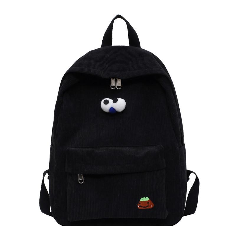 Velvet Student Backpack With Zipper Closure And Inner Pouch For High School And College Daily Use
