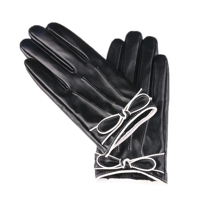 

Женские термокожаные перчатки, с начесом и утолщенные, морозостойкие, для активного отдыха, модные, с бабочками, фестивальные, с сенсорным экраном, осенне-зимние перчатки one size fits all чёрный