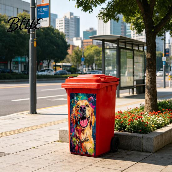 Outdoor Garbage Bin Stickers Fun Animal Trash Can Stickers, Self‑Adhesive Decals for Waterproof Adhesive Labels Can, Mailbox Storage Box Yard