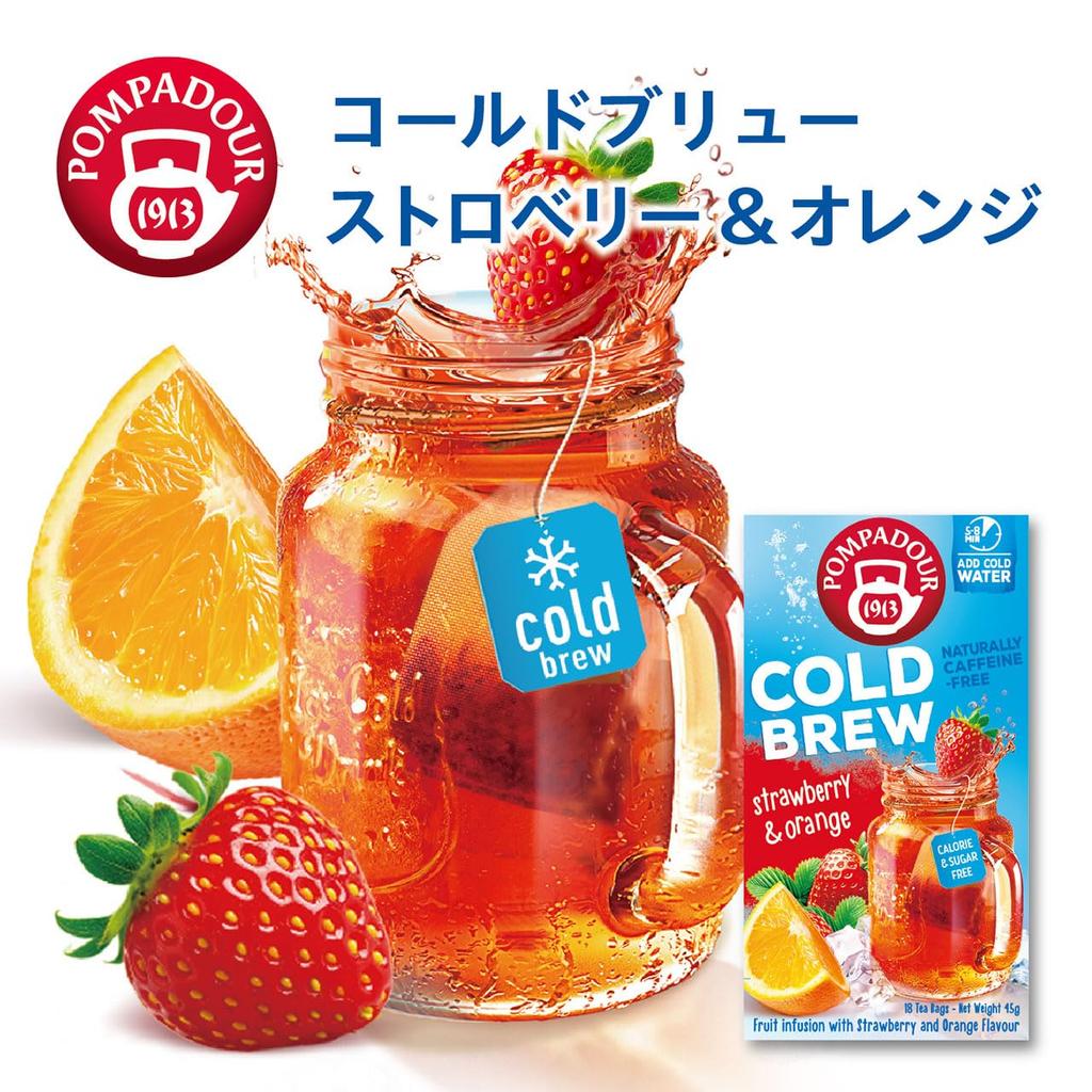 Pompadour Cold Brew Strawberry Orange 18 Tea Bags 71330 X 10 Packs &