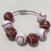 Basketball Themed Baseball Bag Charm Wooden Football Key Ring Hanging Bracelet Charm  Tote Decor