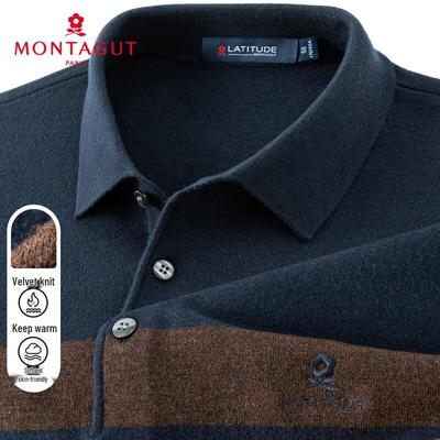MONTAGUT Men's Striped Knit Polo Sweater