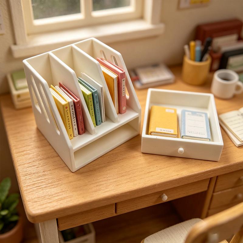 1Pcs Miniature Desktop Storage File Basket For 1/12 Dollhouse Mini File Cabinet Scene Playhouse Toy Ornament