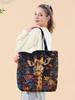 1pc,flower Giraffe Handbag, Reusable Fashionable Handbag, Multifunctional Handbag, Printed Canvas Shopping Bag