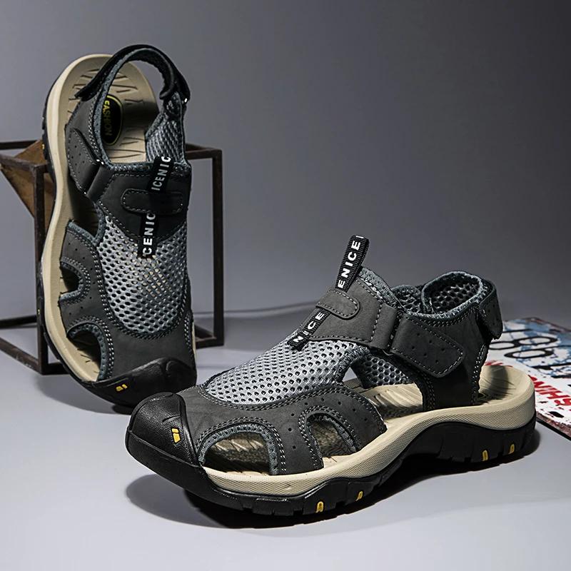 

Handmade Flats Casual Shoes All-match Men s Luxury Sandals SummerStylish Mens Hollow Out Loafers Breathable Men Walking Sandals 38