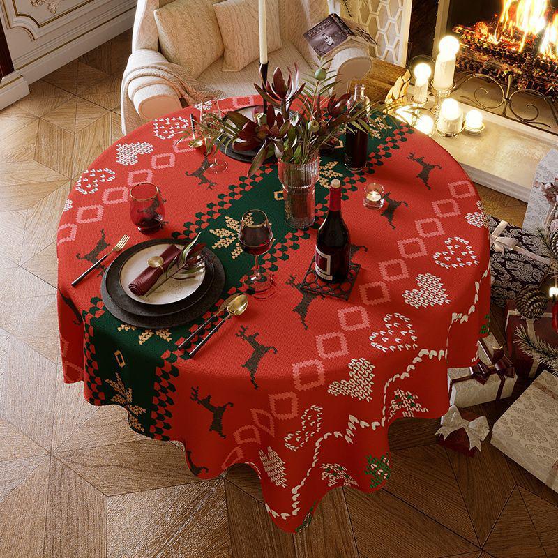 

High-End Christmas & New Year Round Tablecloth for Dining and Coffee Tables 60*40CM (Small Cloth)