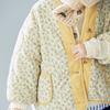 New Design Girls Winter Korean Style Floral Cotton-Padded Corduroy Three-Color Floral Cotton Jacket