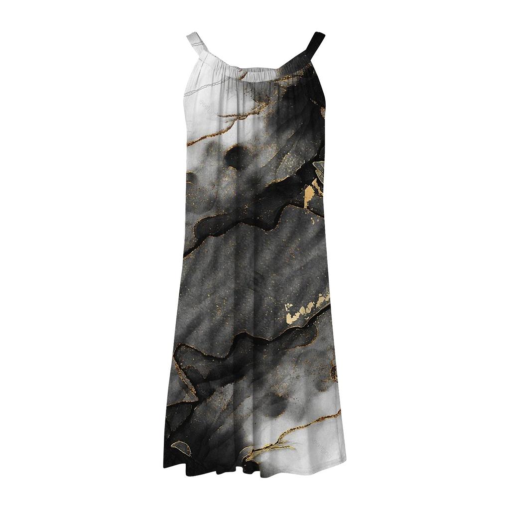 Women's Summer Fashion Beach Casual Gradient Print Sleeveless Hanging Neck Dresses
