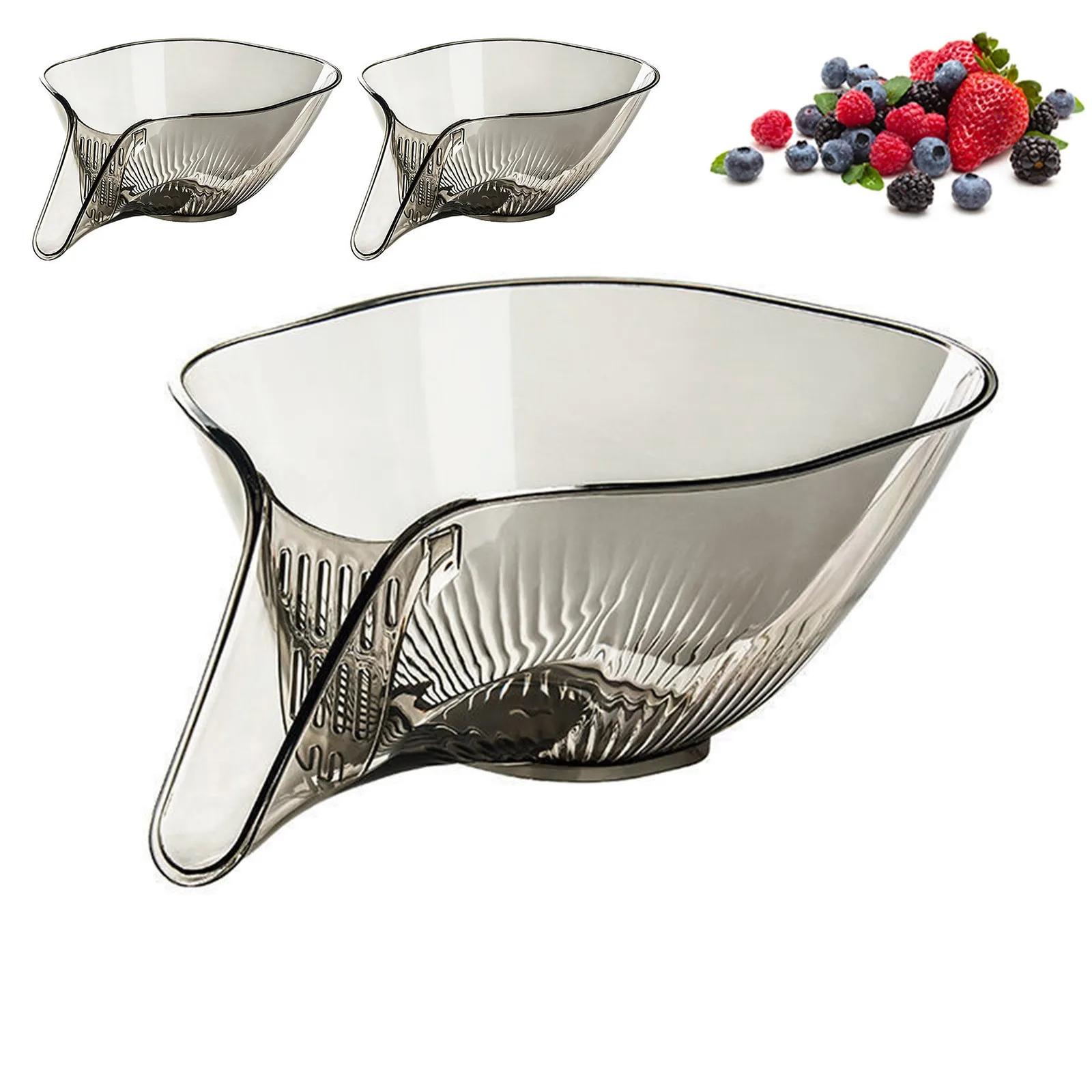 

Многофункциональная корзина для мытья фруктов, чаша для мытья фруктов с ситечком, кухонный ополаскиватель, фильтр для мытья овощей, 2 шт. серый