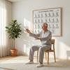 Tai Chi Stuhl-Übungsplan Poster für Anfänger und Senioren Sitzhaltung Workout Leinwand Wandkunst Heim-Fitnessstudio Wohnzimmer Dekoration
