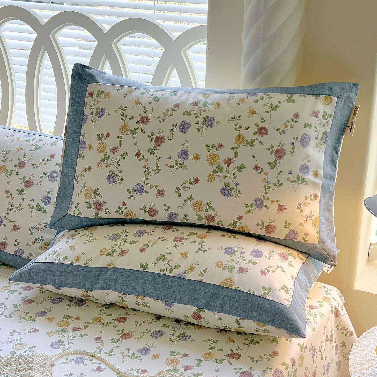 Pure Cotton A-Class Floral Pillowcase Pair, All-Season, Thickened, 48x74cm Pillowcase 48x74cm Single