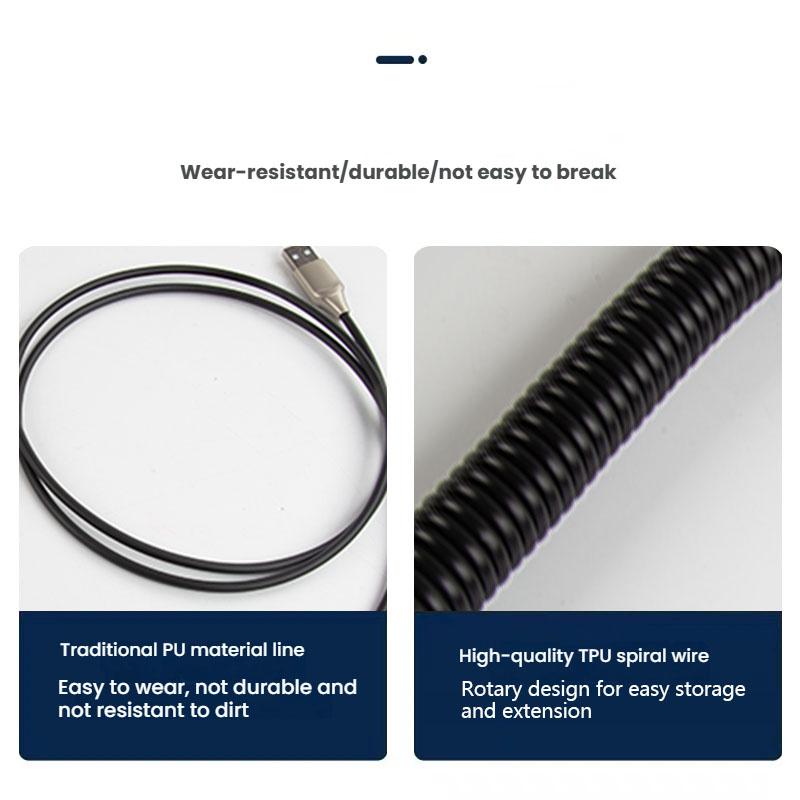 Mechanical Keyboard Coiled Cable USB Type C Aviator Aviation Connector Nylon Braided Spring Cord for Gaming PC 3M Length