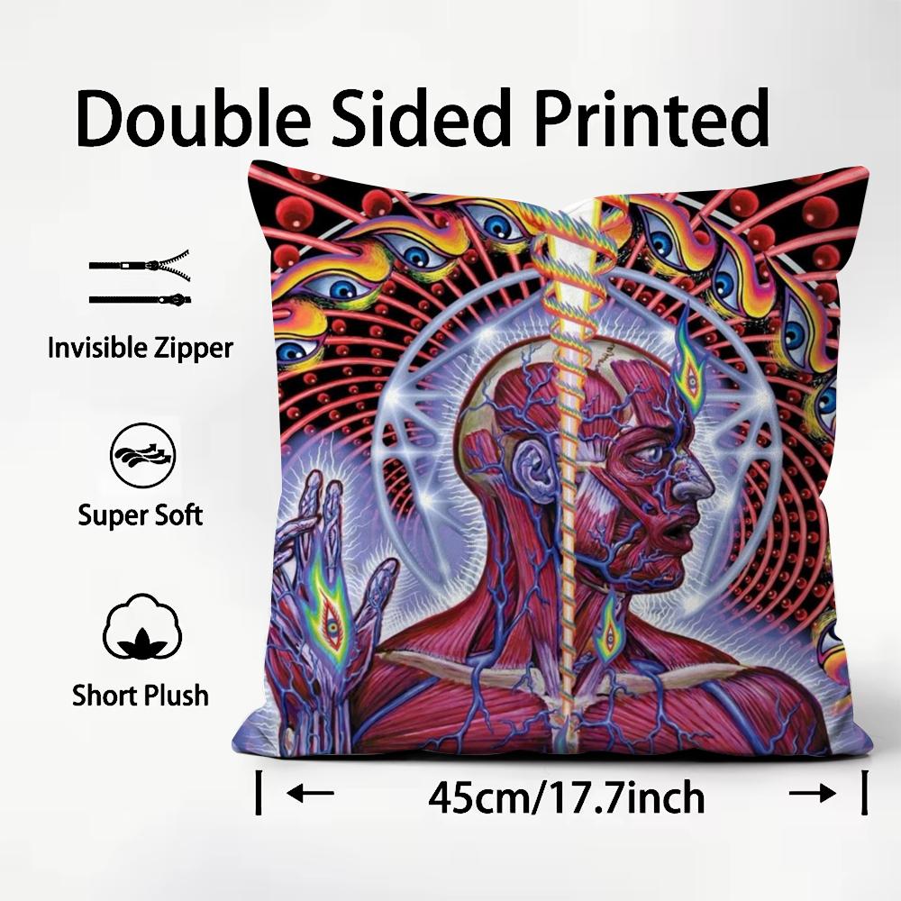 A-Alex GreyS Trippy Psychedelic Cushion Cover Comfortable Reversible Pillow Cover Ideal for Car Sofa Bedroom & Beyond