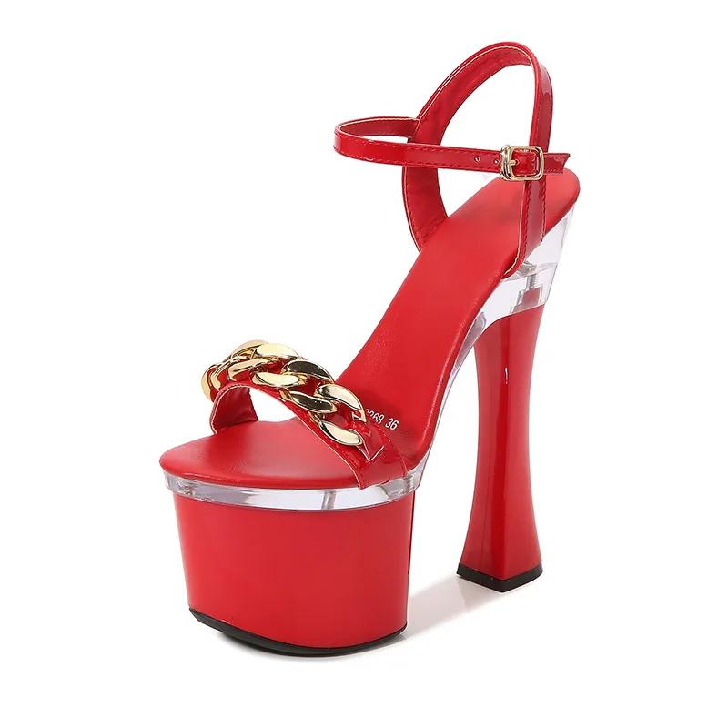 17.5cm Nightclub super high heels sandals women's work shoes walking show steel pipe dance shoes waterproof platform