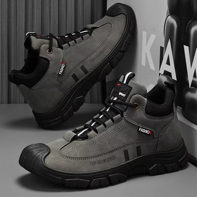 Casual Men's Hiking Shoes Dirt Resistant and Waterproof Boots Retro Suede Men's Boots Soft Soled Lightweight and Wear-resistant Running Shoes