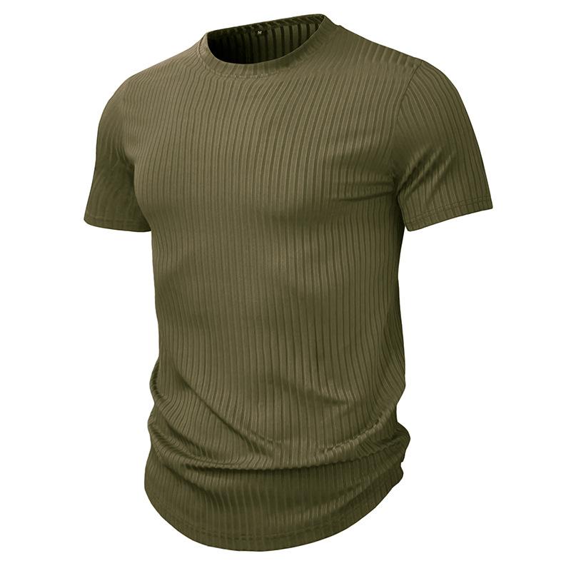 Men'S Sports Work Base Daily Wear T-Shirt Summer Men'S Solid Color Slim Fit Casual T-Shirt Short Sleeved Top