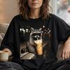 Lustiges Waschbär Kaffee Shirt, Eiskaffee Liebhaber T-Shirt, Süßes Tier Grafik T-Shirt, Trash Panda Bequemes Oberteil, Gildan 5000 Übergroß Ästhetisch
