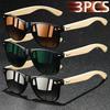 1PC Fashion Bamboo Wood Vintage Square Sunglasses UV400 Protection for Men Women Luxury Designer Sun Glasses Driving Fishing