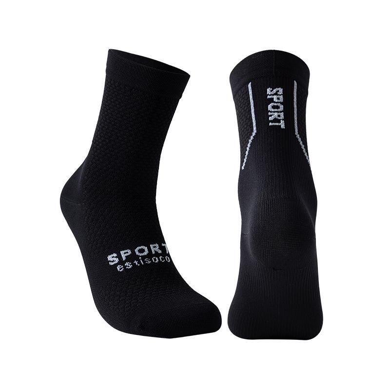 

Unisex Mid-Calf Cycling Socks - Breathable, Sweat-Absorbent, Anti-Slip Compression for Autumn S/M [35-39] чорний