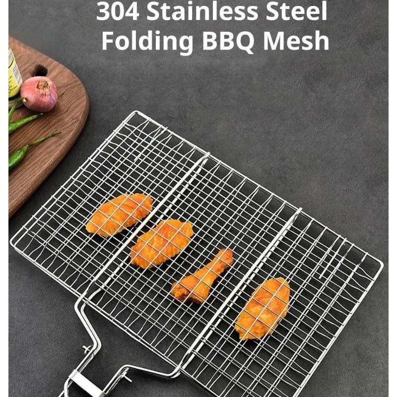 304 Rustfritt stål Grill BBQ Grill Non-stick Basket BBQ E Kjøtt Grønnsaksbiff Massasje Piknik Festtilbehør Kjæledyrsprodukter