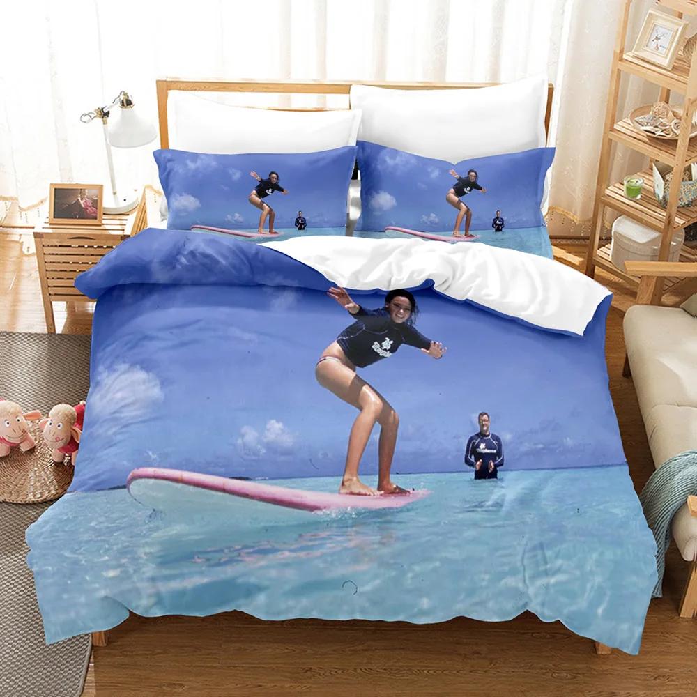 Surfboard Comforter Cover Summer Sea Surfing Theme Duvet Cover Ocean Theme Bedding Set For Kids Teens Quilt Cover +Pillow Cases