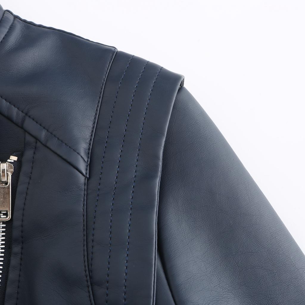 Women Lapel Collar Spring Autumn Solid Color Long Sleeve PU Leather Jacket S-3XL