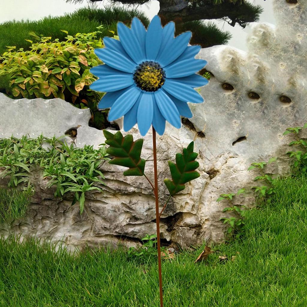 Vertical Metal Wind Stake Art Decor Flower Sculpture for Garden Farmhouse Yard Outdoor Decoration