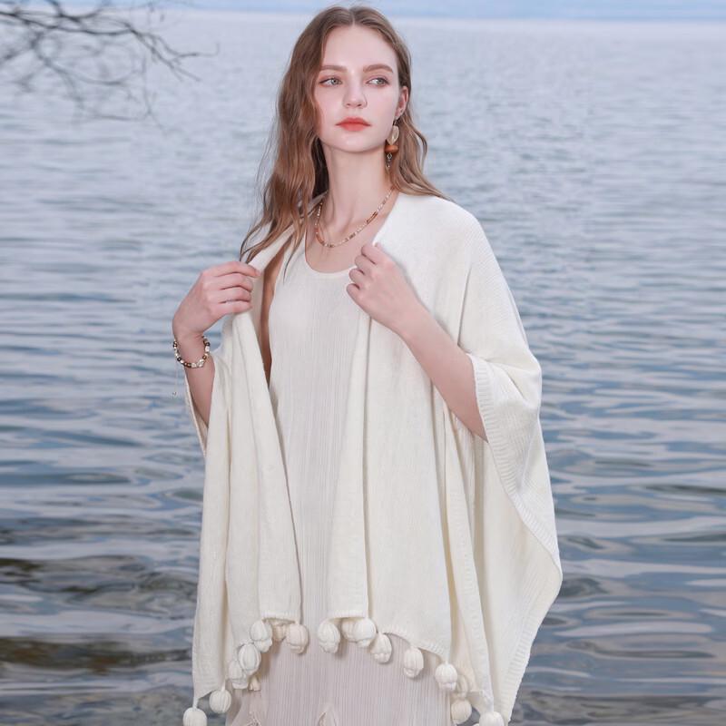 Women's Knit Tassel Cape Shawl