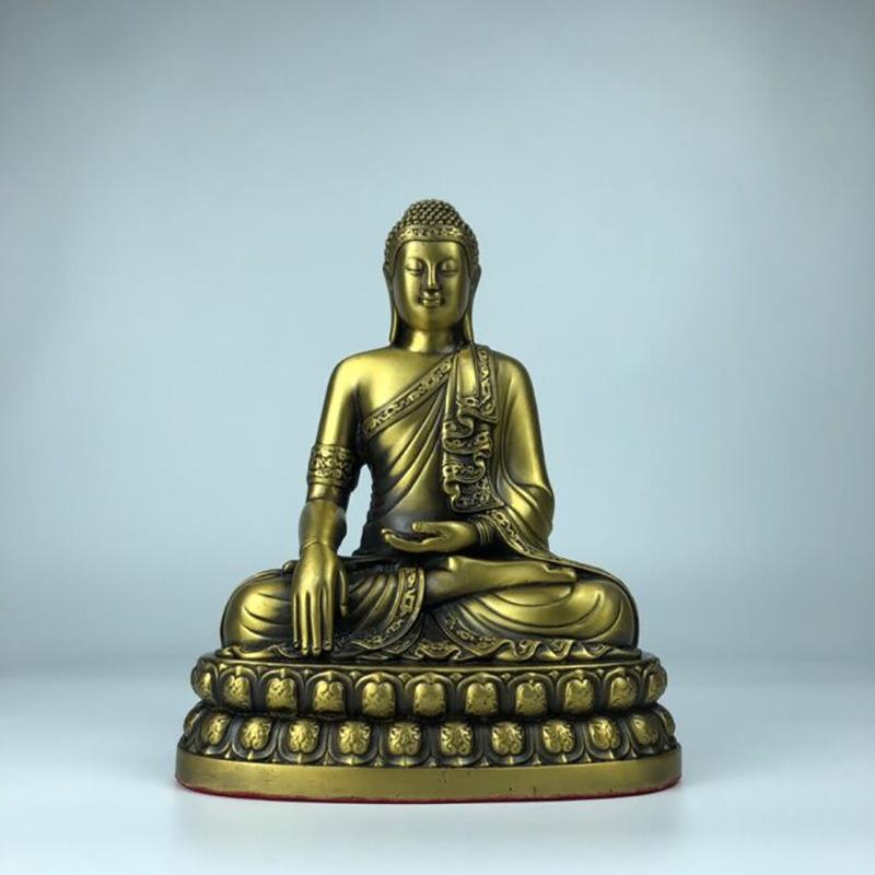 Utsökt tillverkad Buddha-staty för heminredning i vardagsrummet, Mässing Tathagata sittande på Lotusprydnad Hantverk