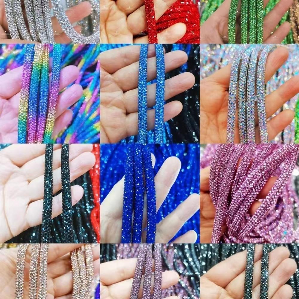 Mode DIY Kristall Strass Kordel 1 Yard 4mm Glas Diamant Seil Funkelnde Party Kostüm Dekoration DIY Nähband