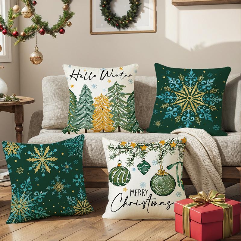 45cm Christmas Tree Snowflake Cushion Cover Pillowcase 2025 Christmas Decorations for Home Xmas New Year Christmas Decor