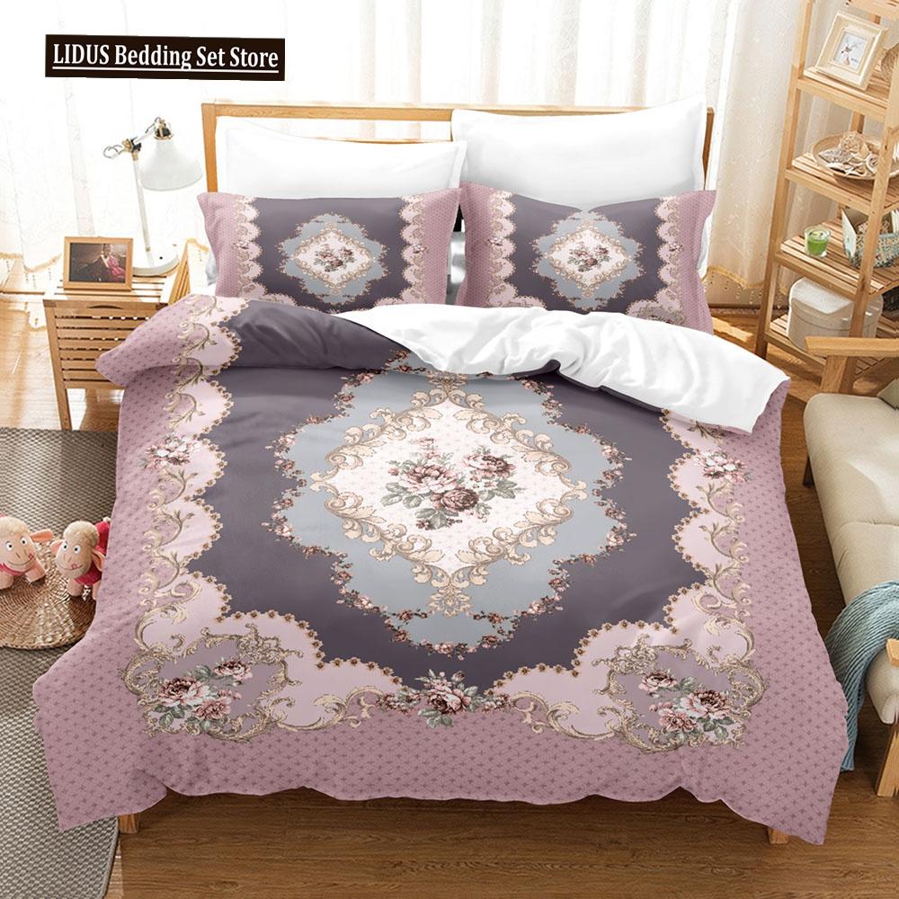 Flower Duvet Cover Set Colourful Flower 3D Print King Queen Full Size Polyester Comforter Cover With Pillowcases For Girl Kid